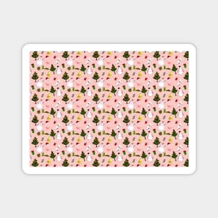 Holiday Doodles on Pale Pink Background Magnet