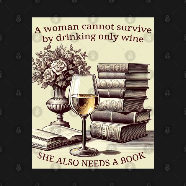 Woman, wine and books by Geek Culture