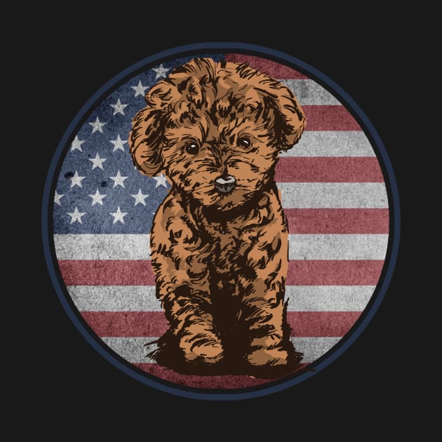 Cute Cavapoo USA America Flag by Visual Vibes