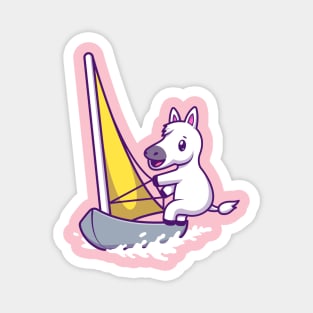 Cute Arabian Horse Sailing Sport Cartoon Magnet