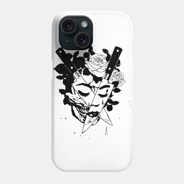Skull face woman Phone Case by lipsofjolie