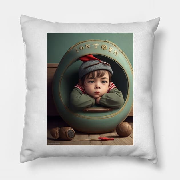 bored little boy sitting . Pillow by MeriemBz