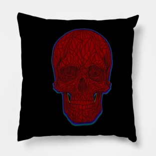 Blood red skull with purple and blue fade Pillow