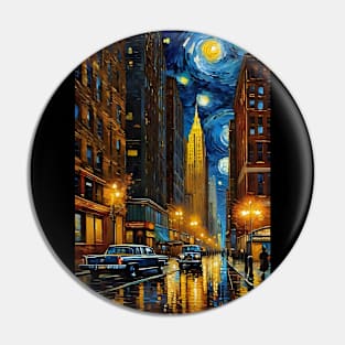 New York city streets in starry night style Pin