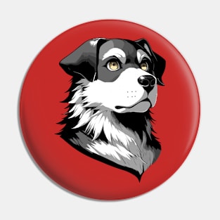 Stunning and Cool Danish-Swedish Farmdog Monochrome and Gold Portrait for Father's Day Pin