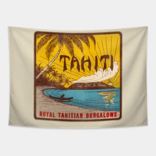 Defunct Tahiti Bungalows Travel Souvenir Luggage Label Tapestry