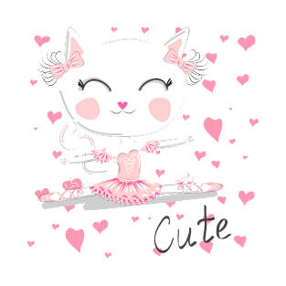 Happy cat girl in ballet costume dance T-Shirt