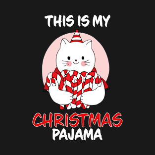 This Is My Christmas Pajama Cat In Candy Canes Family Matching Christmas Pajama Costume Gift T-Shirt