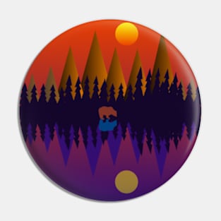 COLORFUL GEOMETRIC LANDSCAPE WITH WATER REFLECTION Pin