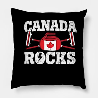 Canada Curling Broom Winter ice Sports Canadian Flag Curling Pillow