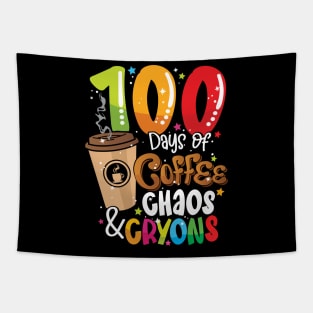 100 Days of Coffee Chaos & Crayons - 100 Days School Teacher Tapestry