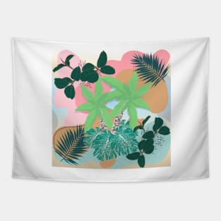 Modern Tropical Foliage Pink Mint Creative design Tapestry