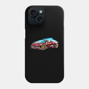 Red Mist HTC C8 Corvette Supercar Racecar Muscle Car Red Hardtop Convertible Corvette C8 Phone Case