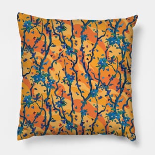 Indigo flower blues on orange sunset Pillow