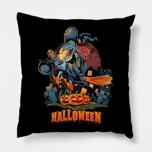 Halloween Scary  Witch Design Pillow