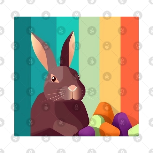 Easter, Chocolate Bunny Rabbit with Jelly Beans, Retro by FrenArt