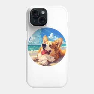 Summer happy corgi beach day Phone Case