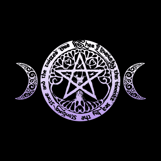 Wiccan & Pagan Sacred Gifts Nature Pentacle Tree of Life and Crescent Moons by BeesEz