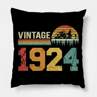 Vintage 1924 Retro 100th Birthday Anniversary Gift Pillow