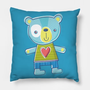 Blue Teddy Bear Cartoon Pillow