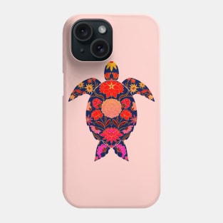 Fiery floral sea turtle Phone Case