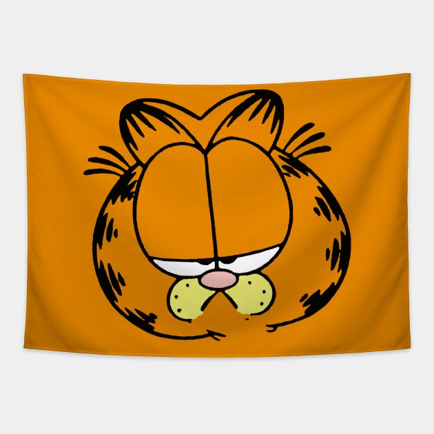 Grumpy Face of Orange Lasagna Cat Tapestry by HeyListen