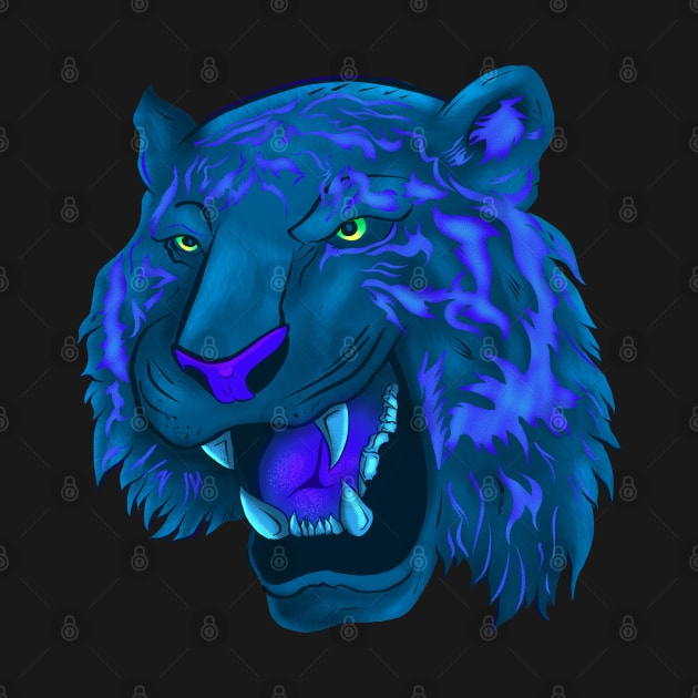 Blue Neon Tiger by Joebarondesign