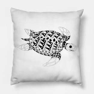 streaming turtle ecopop in Caribbean floral pattern art Pillow