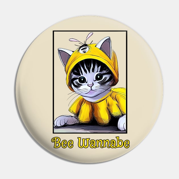 Bee Wannabe Funny Cute Cat Bee Costum Pin by Mr.PopArts