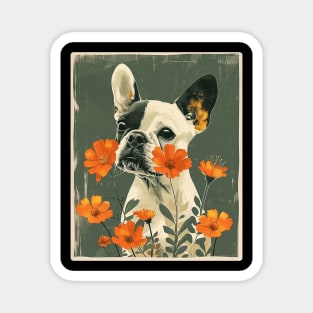 French Bulldog Flowers Photo Art Design For Dog Onwer Magnet