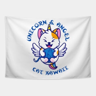 Unicorn and Angel Cat kawaii Tapestry