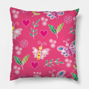 Butterfly and flowers seamless pattern. Pillow