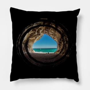 Swirl Beach Cave Landscape Pillow