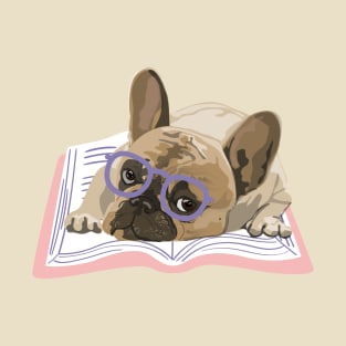 French Bulldog with a book T-Shirt