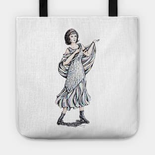 Ink drawing - flapper, color Tote