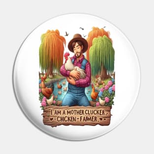 Water Color Mother Clucker Chicken Farmer Pin