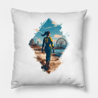 A Lone Explorer Ventures the Wasteland - Diamond Frame - Post Apocalyptic Pillow