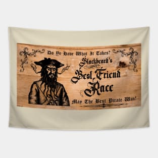 Blackbeard's Best Friend Race Wood Plank Sign Tapestry