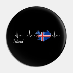 Iceland Ísland heartbeat flag Pin