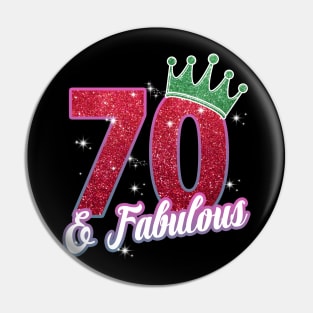 70 and Fabulous 70th Birthday Women Girls Diamond Crown Pin