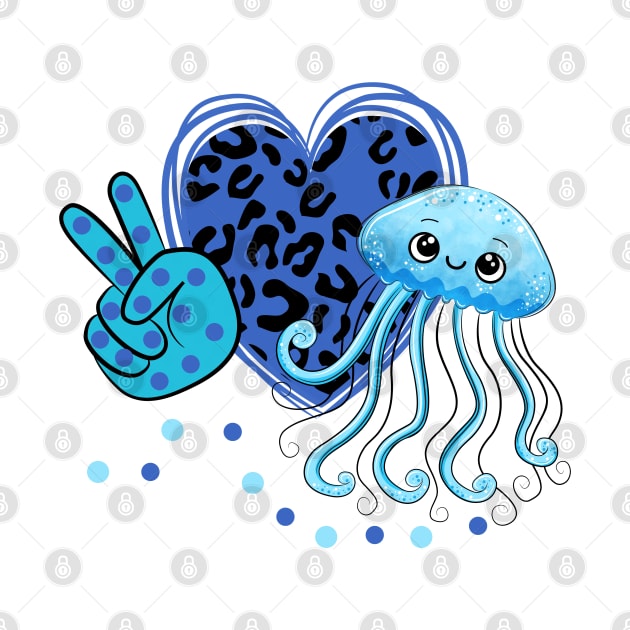 Peace Love Jelly Fish Animal Sea by lunamoonart