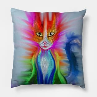 Metallic Rainbow Cat Pillow