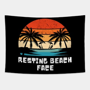Funny Beach Saying - Resting Beach Face - Summer Vacation Tropical Relaxation Tapestry