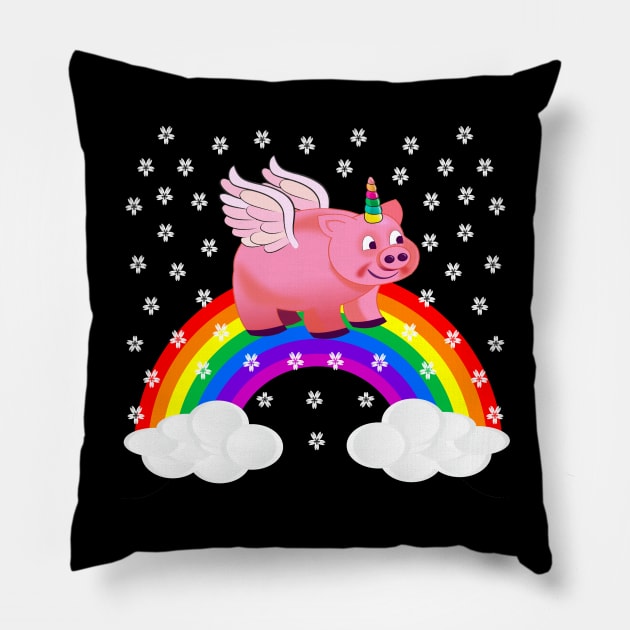 Piggycorn Pig Unicorn Rainbow Shirt - Pigicorn Funny Gift Pillow by Ilyashop