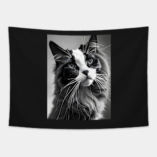 Black and White Cat - Modern Digital Art Tapestry