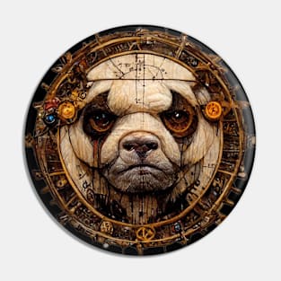 Bulldog Surreal Steampunk Artwork, Dog Lover Pin