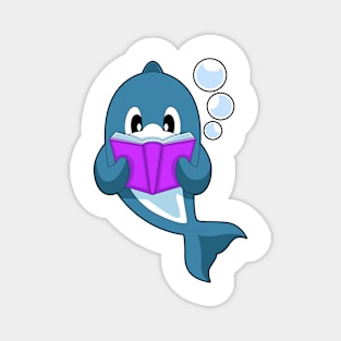 Dolphin Reading Book Magnet