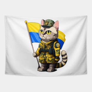 Cat Ukrainian Soldier Tapestry