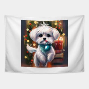 Cute Maltese Dog Drawing Tapestry