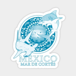 White Shark and Hammerhead Shark Mexico Sea of Cortez Magnet